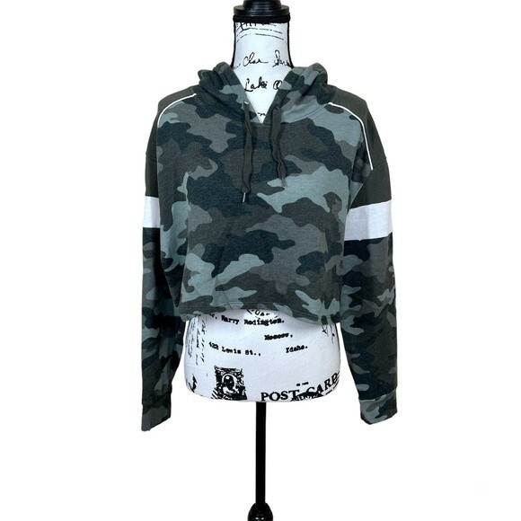 Aeropostale green camo hoodie long sleeve sweatshirt size L - Picture 1 of 11